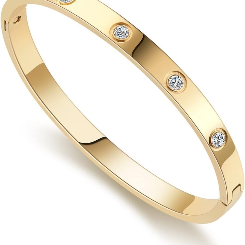 Gold Bracelets For Women Friendship Love Bangle Bracelets Cubic Zirconia Stainle